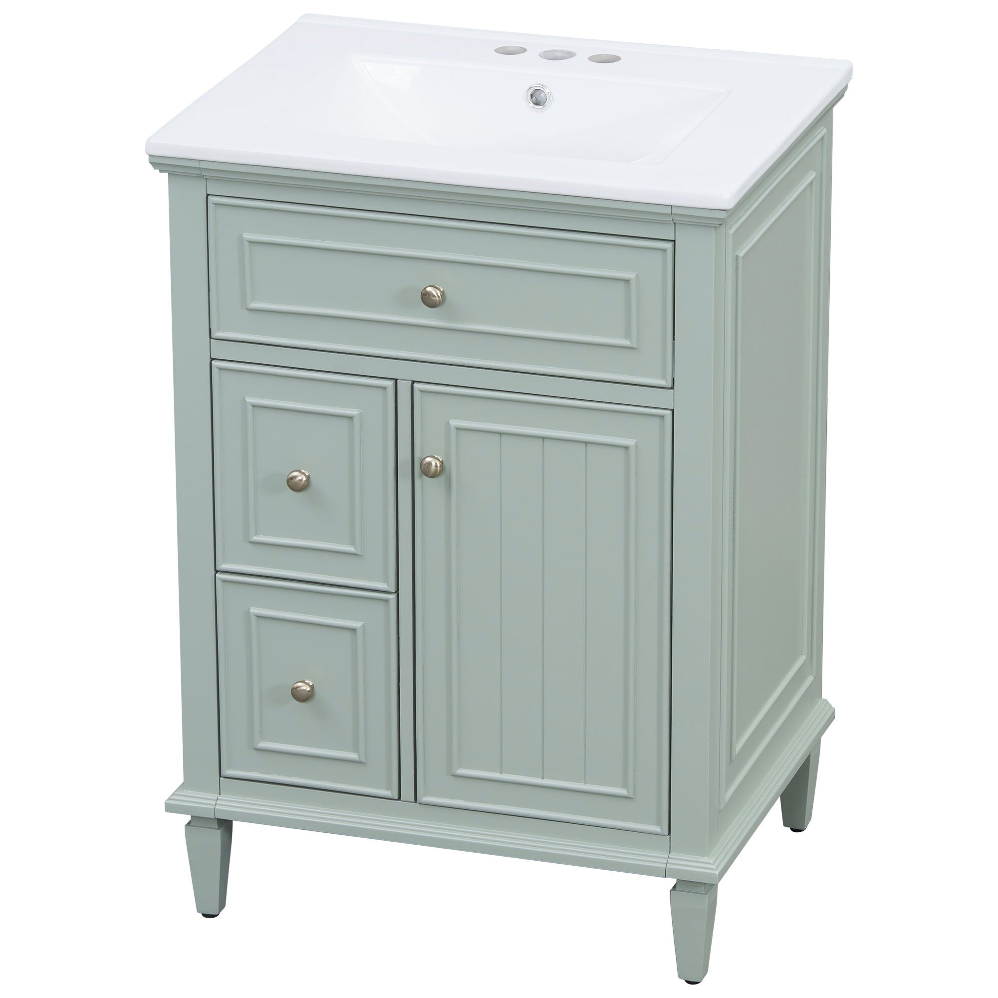 Modern Bathroom Vanity With Sink, Adjustable Shelf, 1 Flip Drawer & 2 Drawers