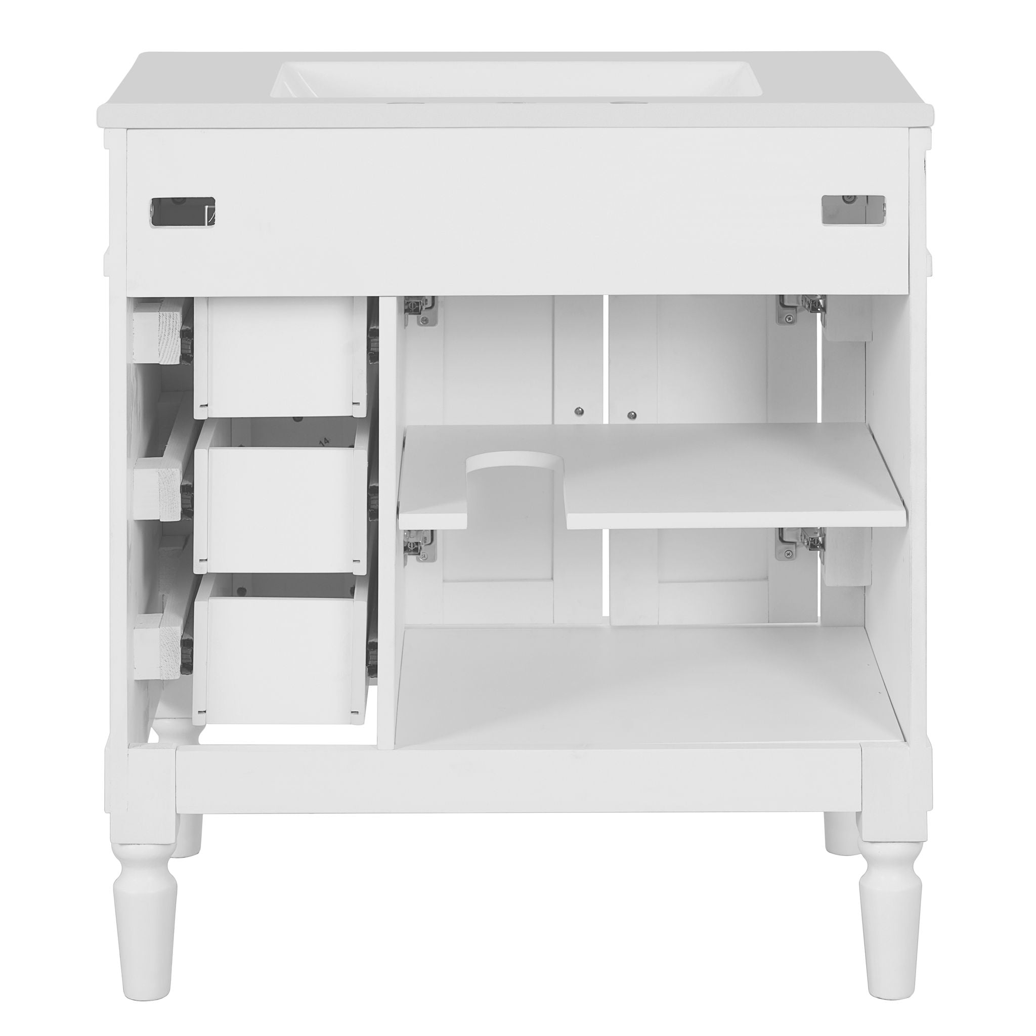 Bathroom Vanity With Ceramic Sink, 2 Doors 3 Drawers, Soft Close Design