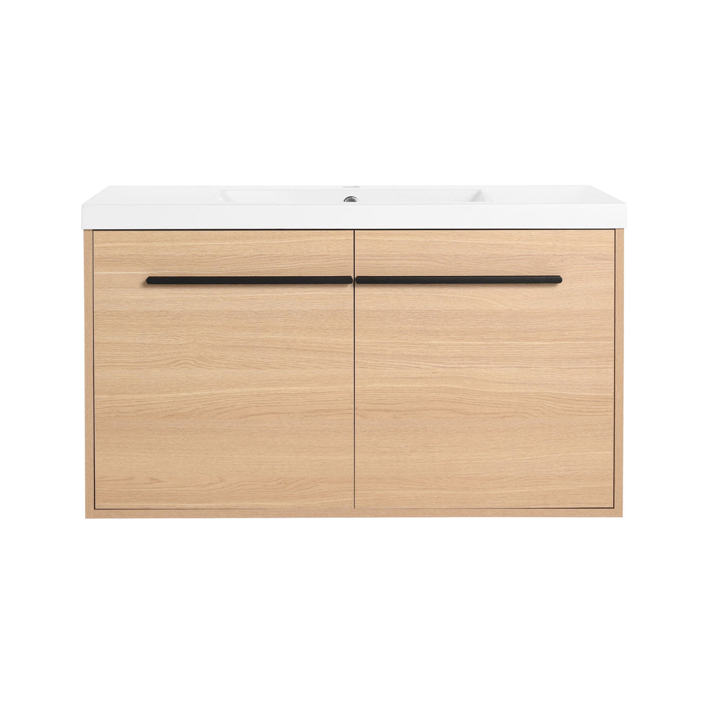 Bathroom Vanity Set With Resin Countertop Sink, 2 Doors