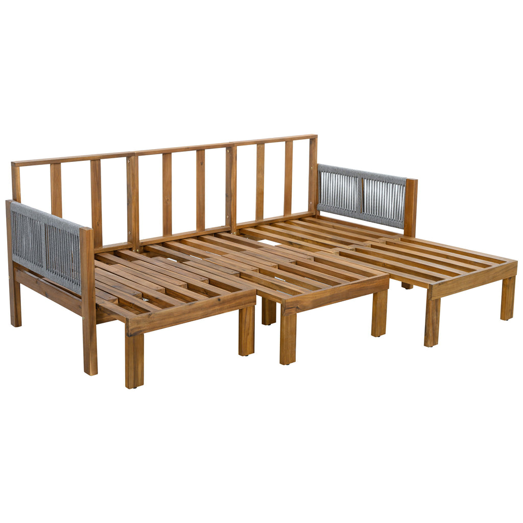 Outdoor Daybed, Patio Sofa Bed, 3 Seat Convertible Sunbed