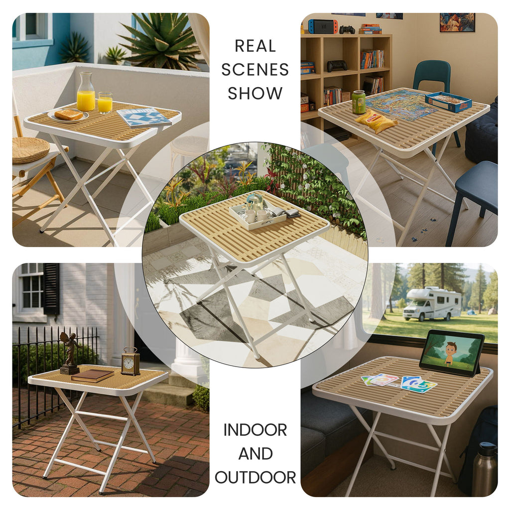 4 Modern Stackable Plastic Armchair Matched With Folding Square Table