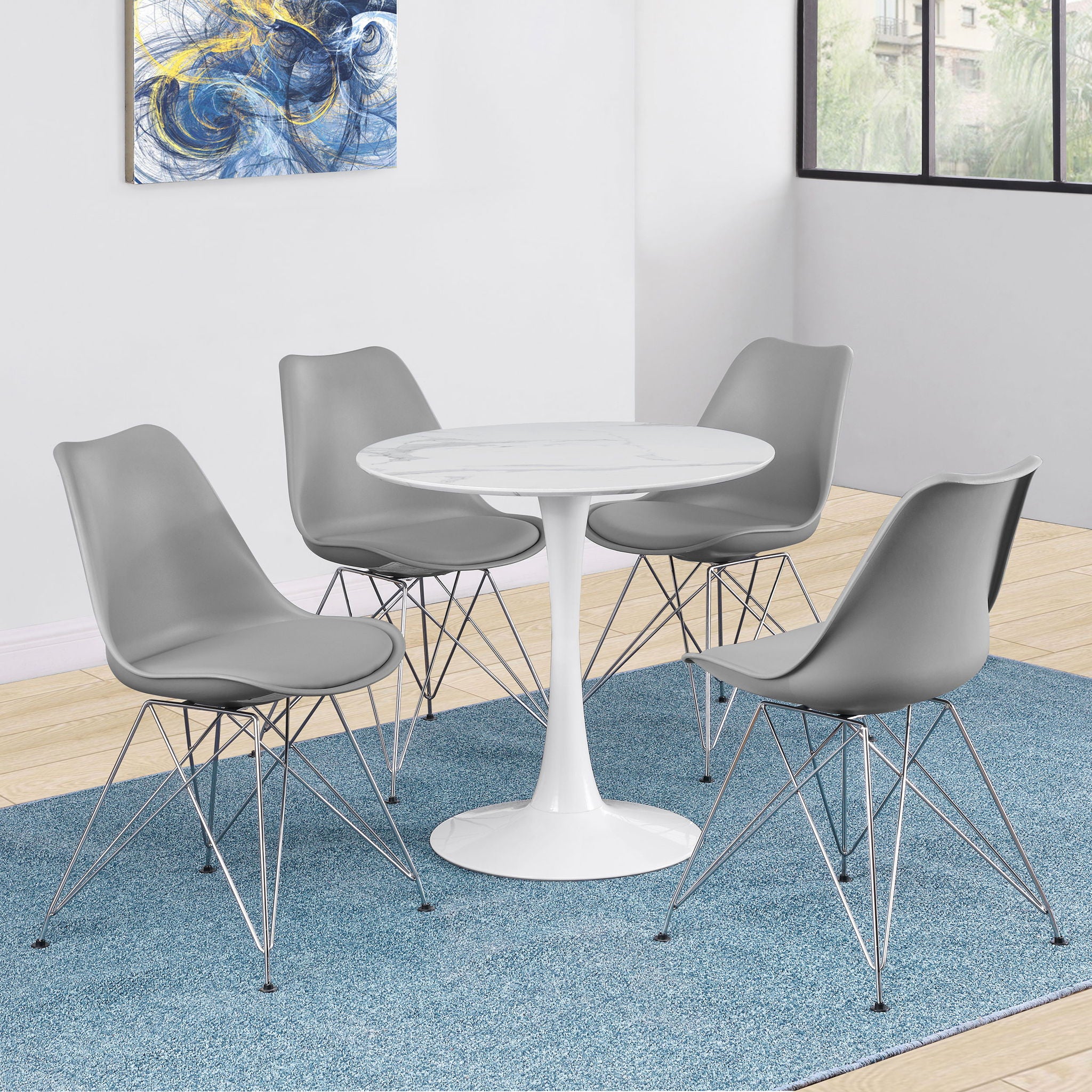 Padded Side Chair And Soft Upholstered Seat (Set of 2) - Gray