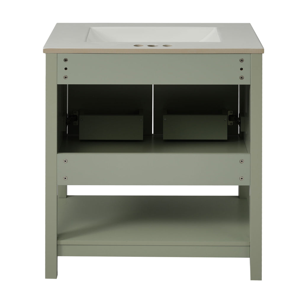 Elegant Bathroom Vanity With Ceramic Sink And Versatile Storage