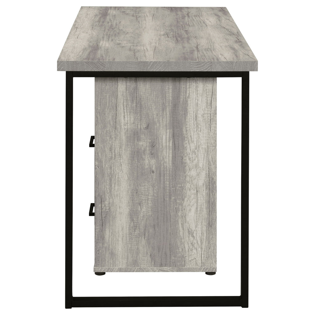 Corrado - L-Shape Office Desk With Storage - Gray
