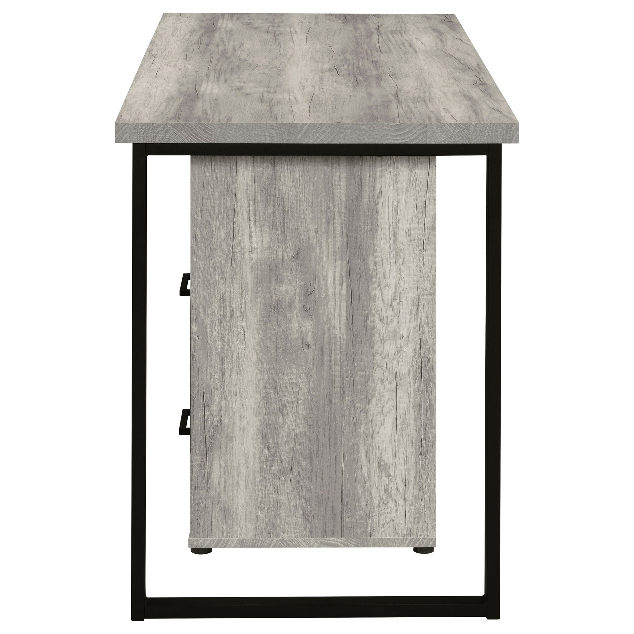 Corrado - L-Shape Office Desk With Storage - Gray
