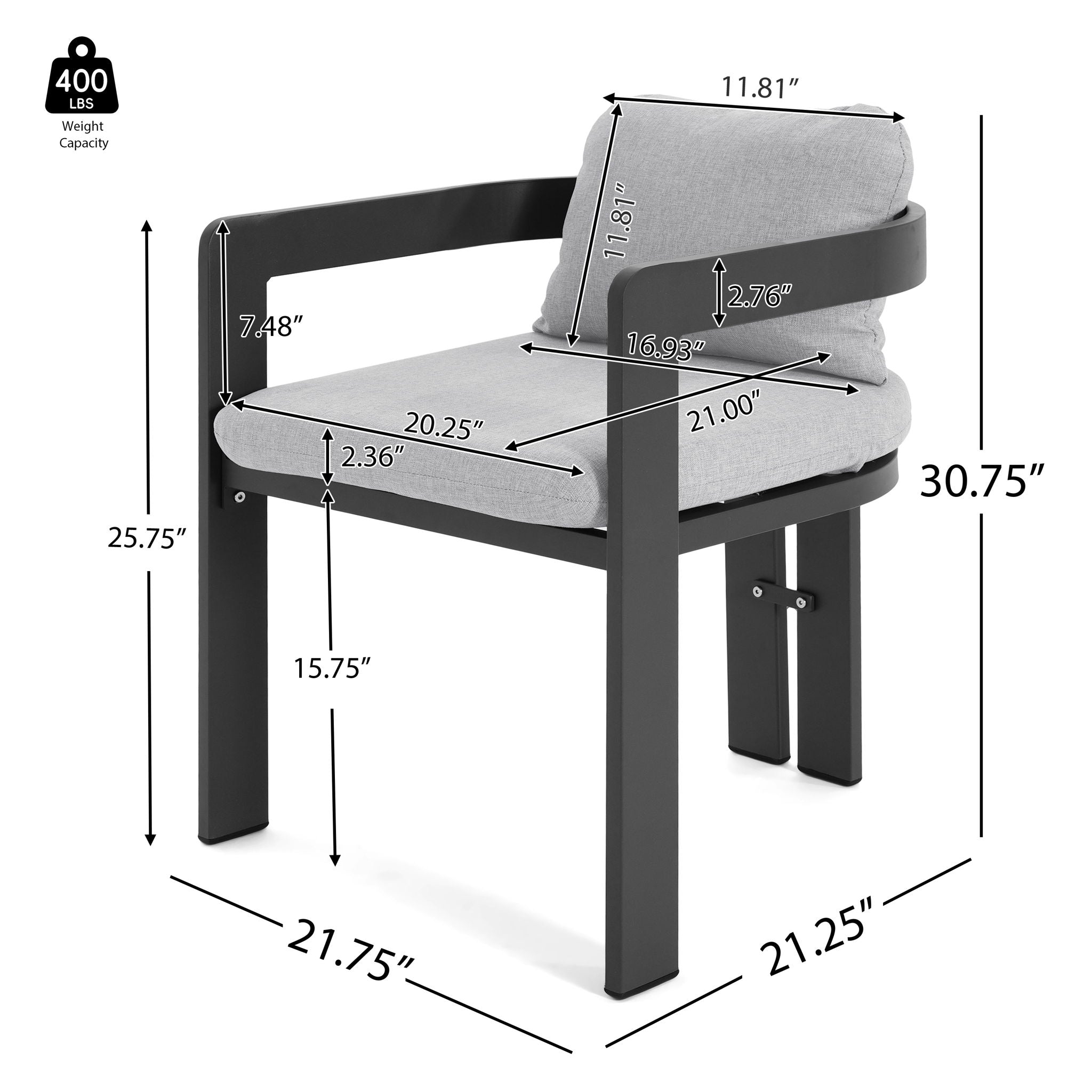 Pula - Patio Outdoor Aluminum Dining Chair (Set of 2)