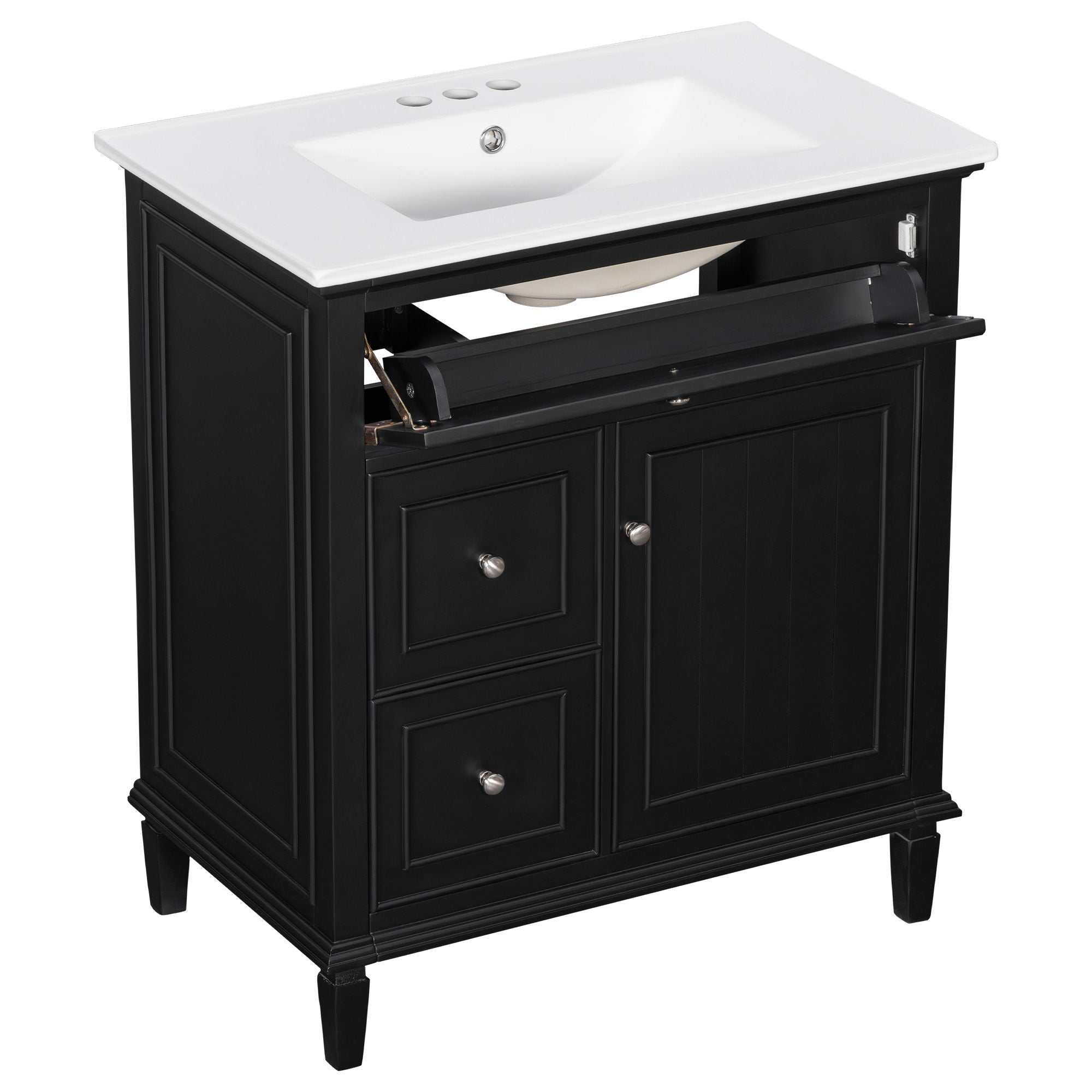Modern Bathroom Vanity With Sink, Adjustable Shelf, Flip Drawer & 2 Drawers