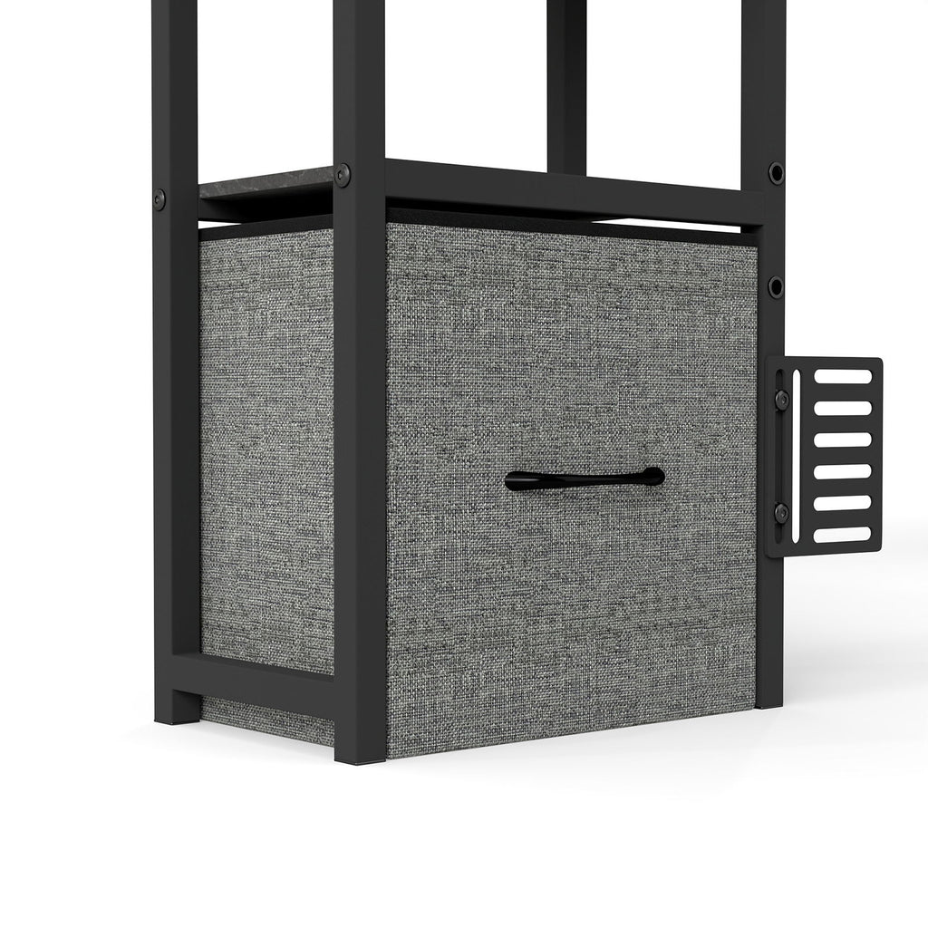 Headboard With 3 Shelves, 2 Drawers, Charging Station, RGB LED Lights