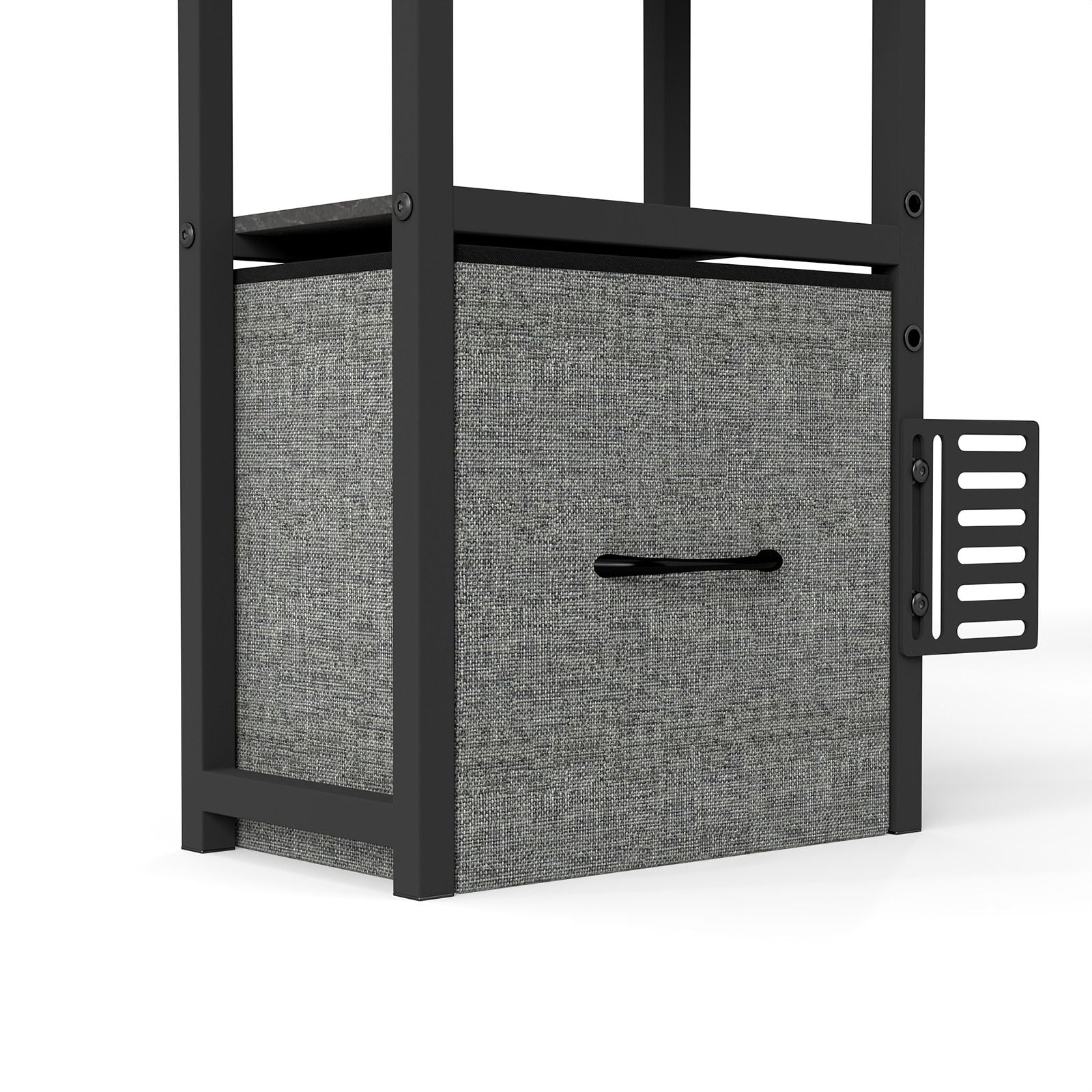 Headboard With 3 Shelves, 2 Drawers, Charging Station, RGB LED Lights