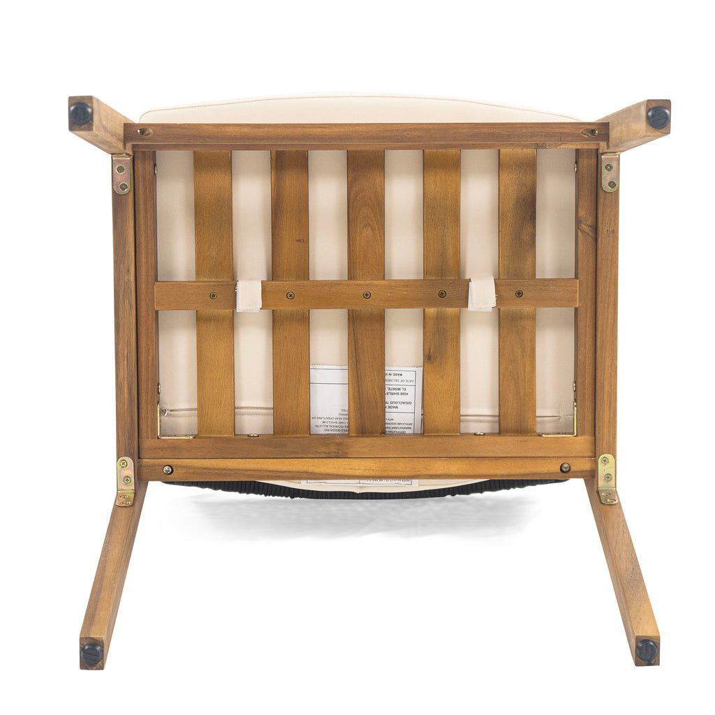 Outdoor Acacia Wood Dining Armchair With Cushion (Set of 2)