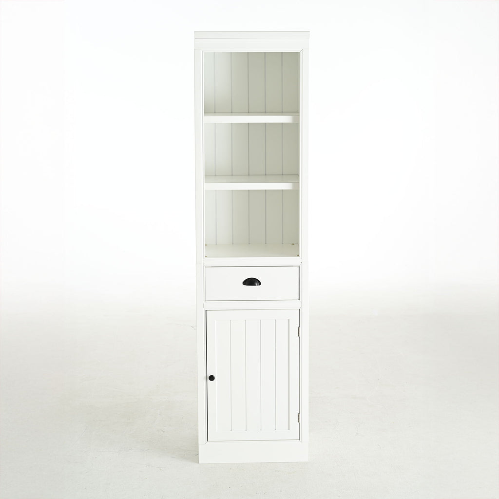 Retro Style 75'' Tall Display Shelf With Cabinet For Hallways Living Room Kitchen - White