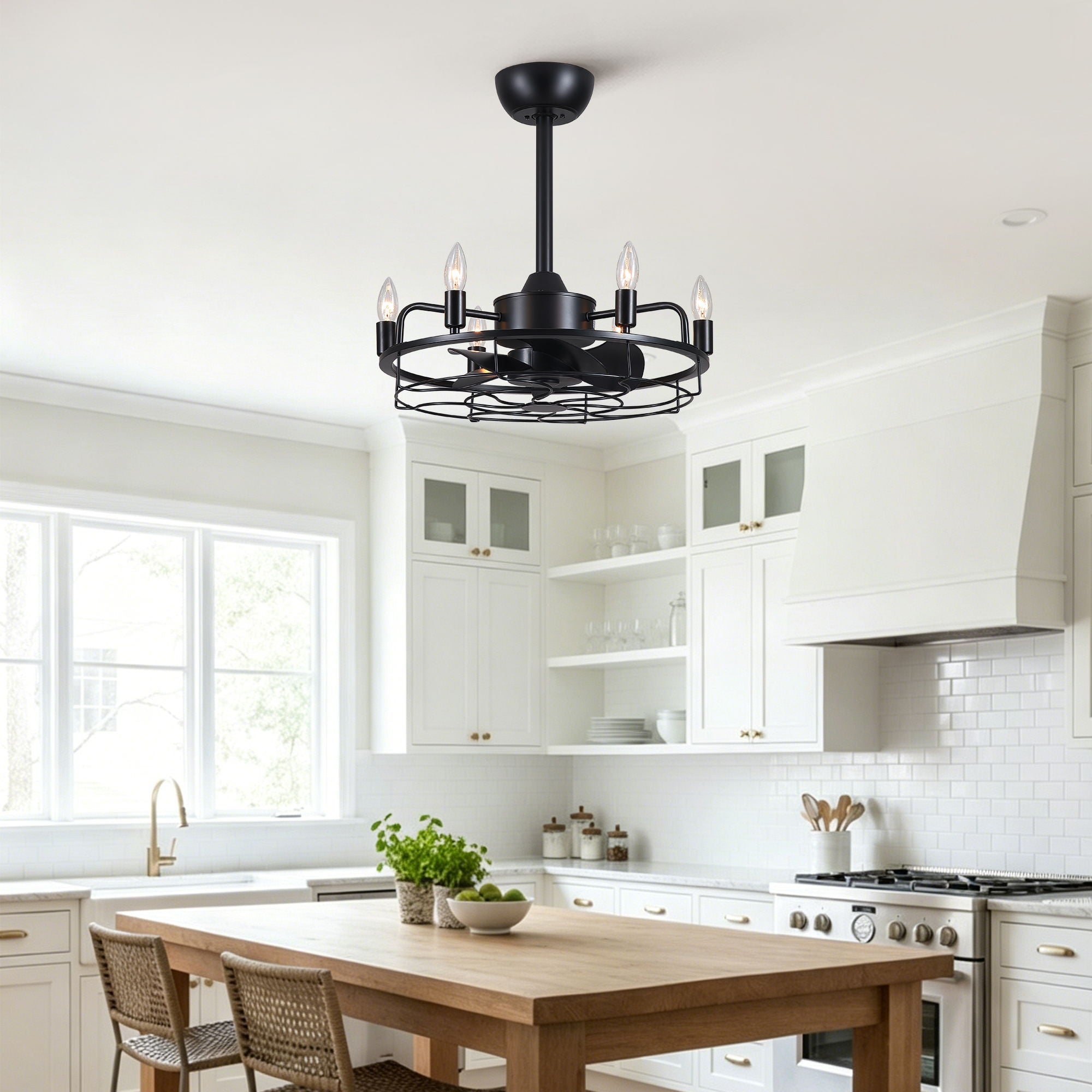 Modern Farmhouse Ceiling Fan, Adjustable Hanging