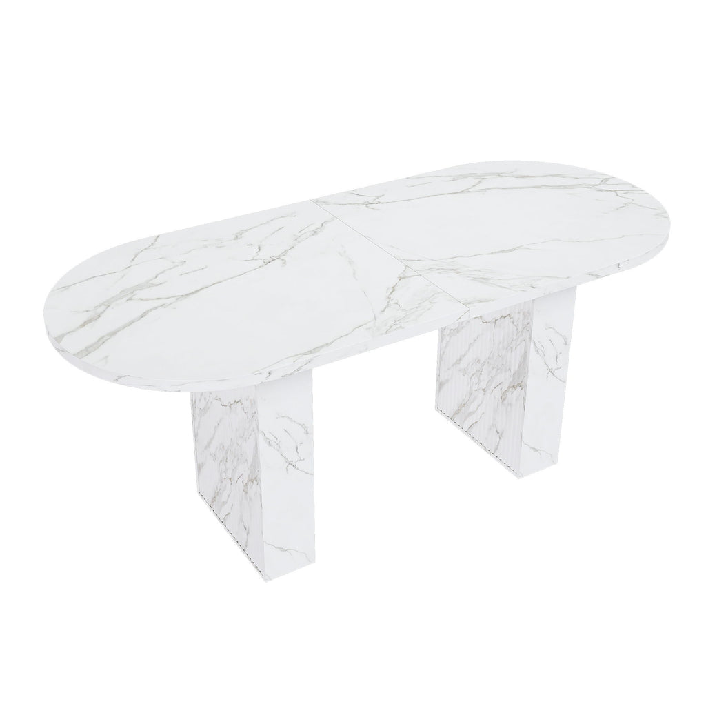 Oval Dining Table With Wood Strip Base