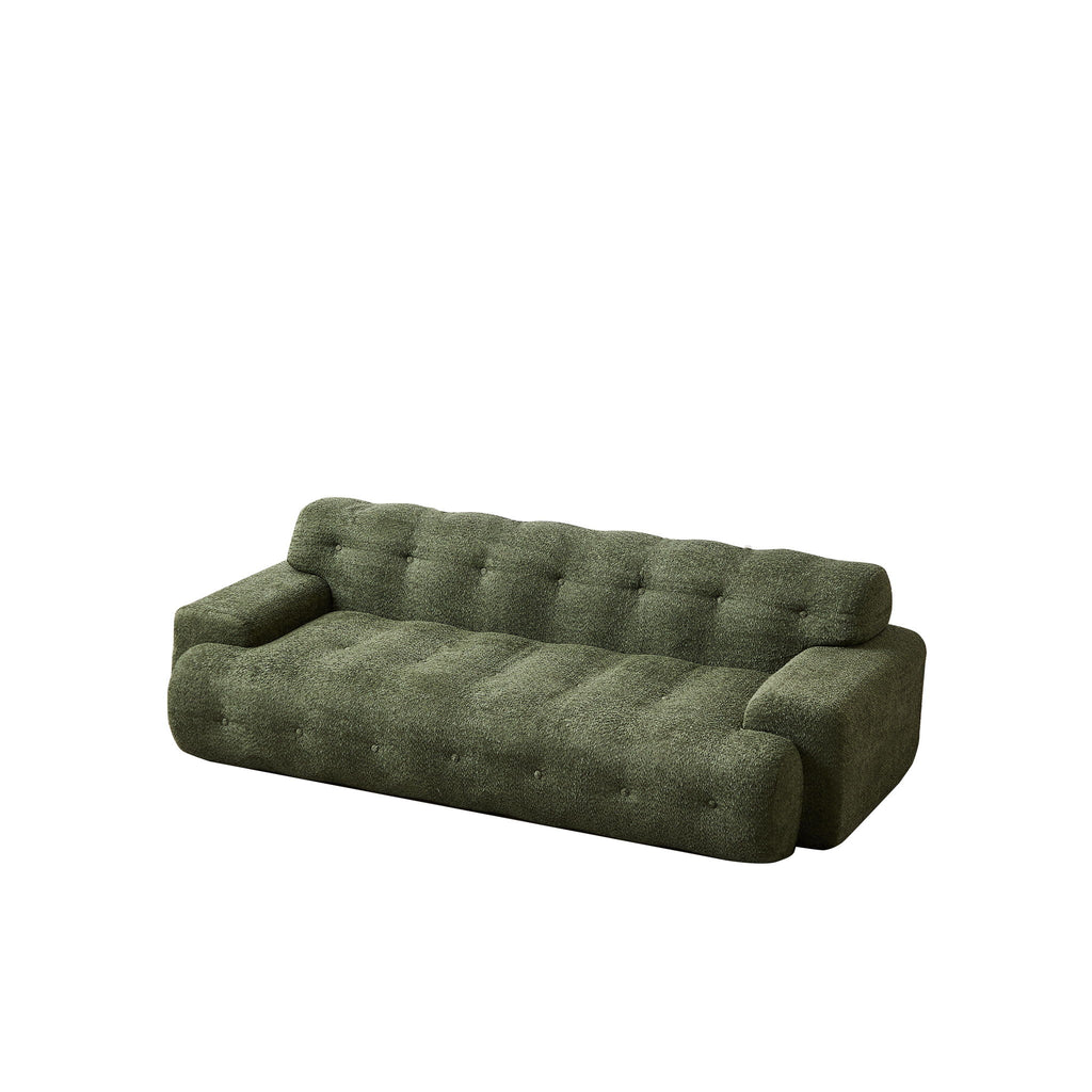 Cloud Series Minimalist Button Tufted Square Arm 3 Seater Sofa