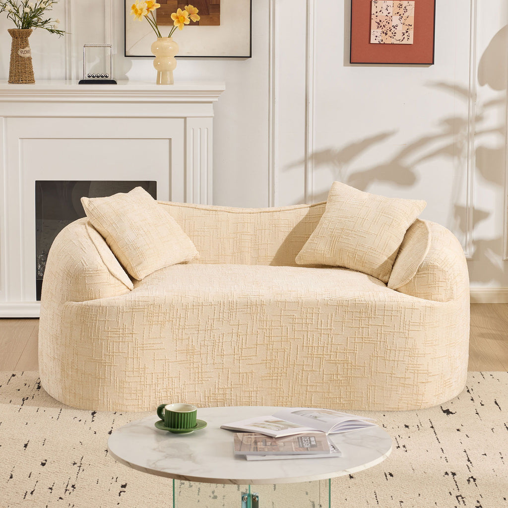 Curved 2 Person Compress Sofa With Armrests, Includes Pillows