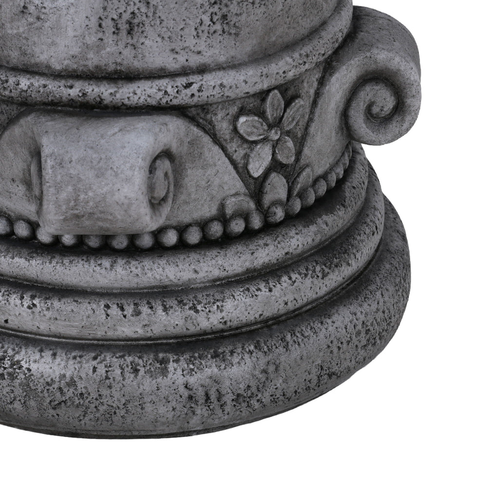 Outdoor End Table, Round Side Table For Patio And Garden - Antique Gray