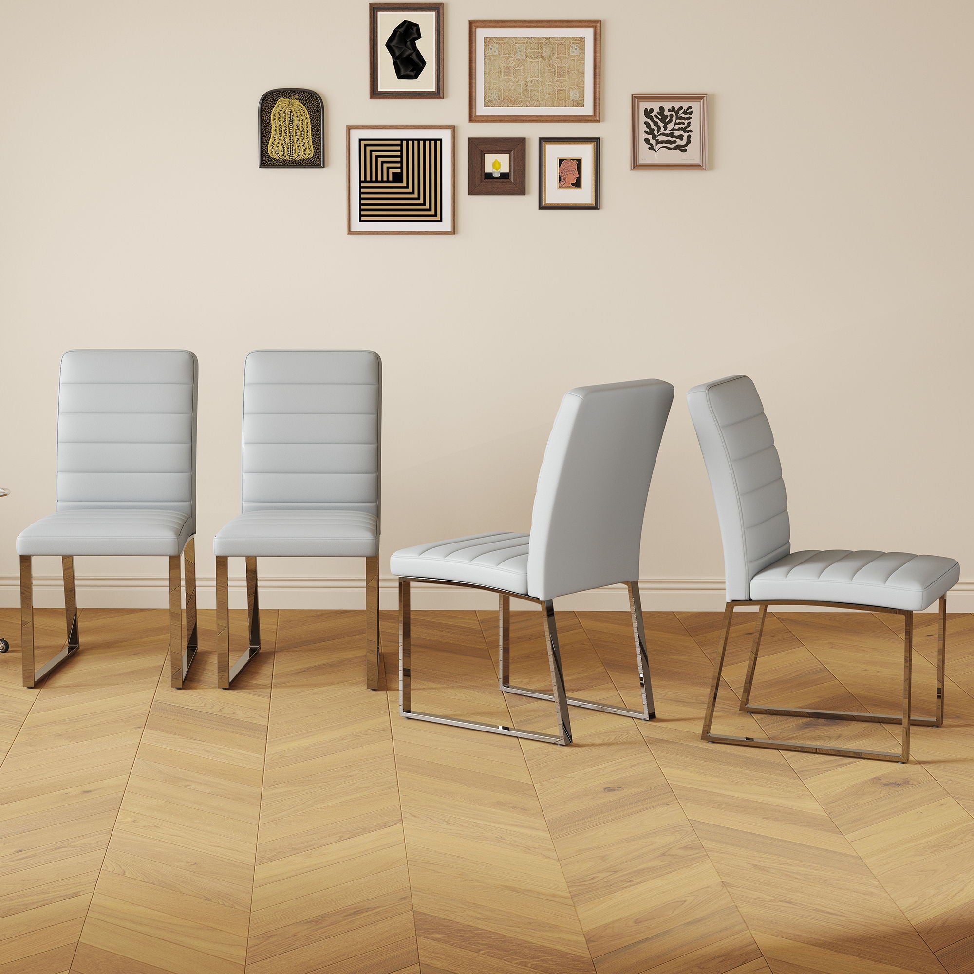 Oversized Dining Chairs (Set of 4) - Light Gray