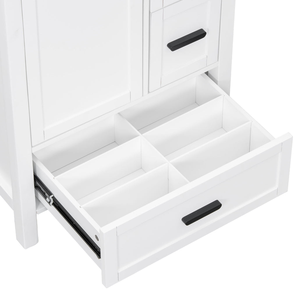 Bathroom Vanity With Sink, Soft-Close Doors, Double-Layer Shelf And 3 Drawers