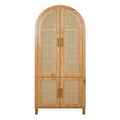 Tall Arched Cabinet With Rattan Doors & Adjustable Shelves