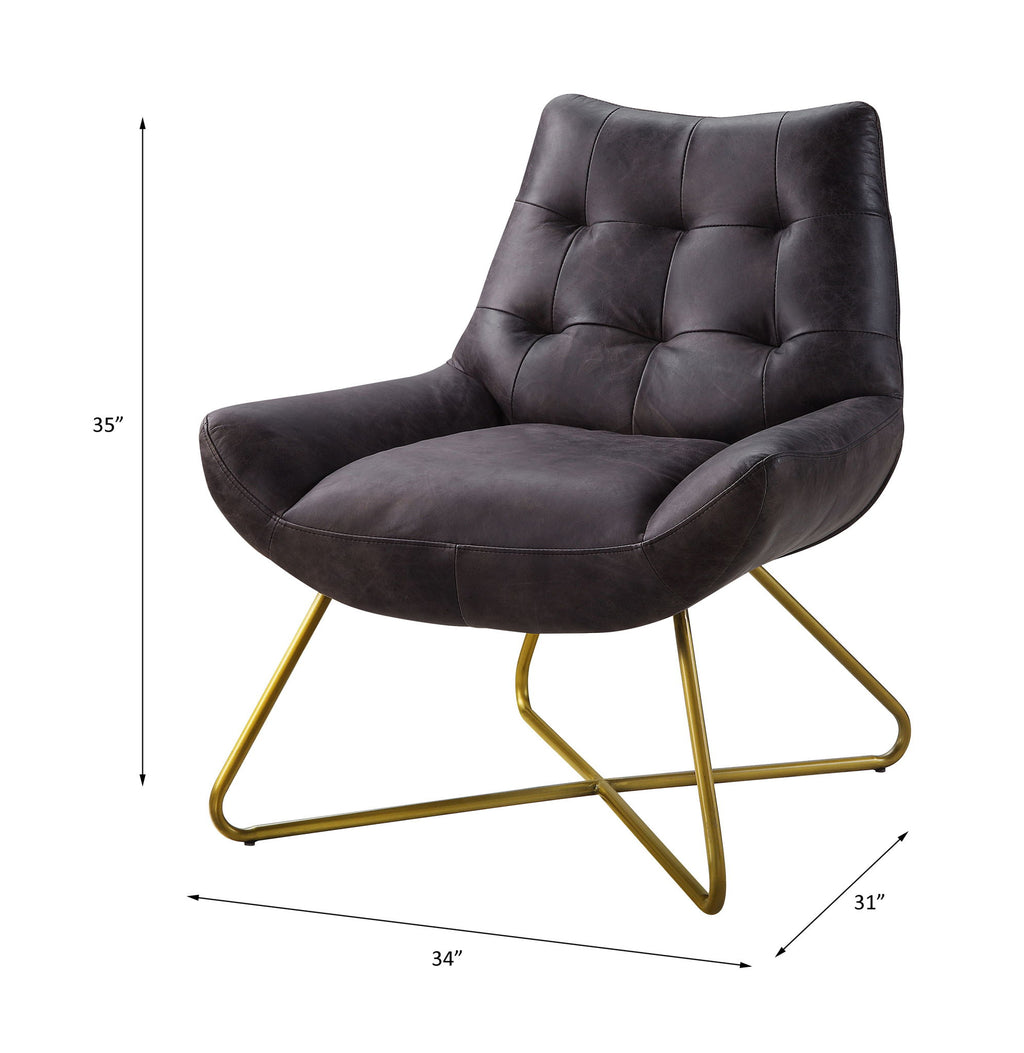 Dhalsim - Accent Chair - Antique Ebony Top Grain Leather