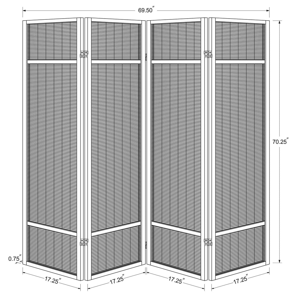 Sensei - 4 Panel Bamboo Room Divider Folding Screen - Natural