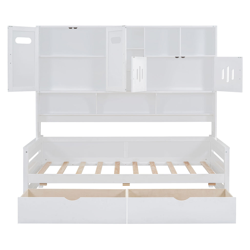 Daybed With All-In-One Cabinet And Shelf