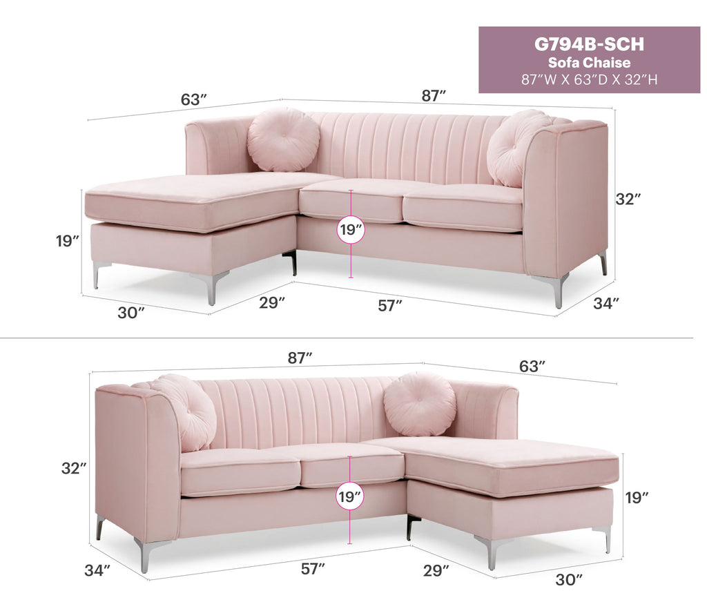 Delray - Micro Suede Sofa Chaise