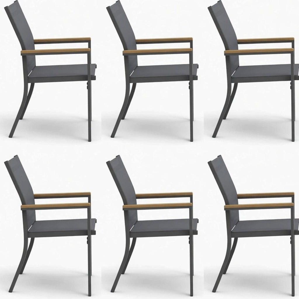 Outdoor Patio Chairs, Ergonomic (Set of 6) - Gray