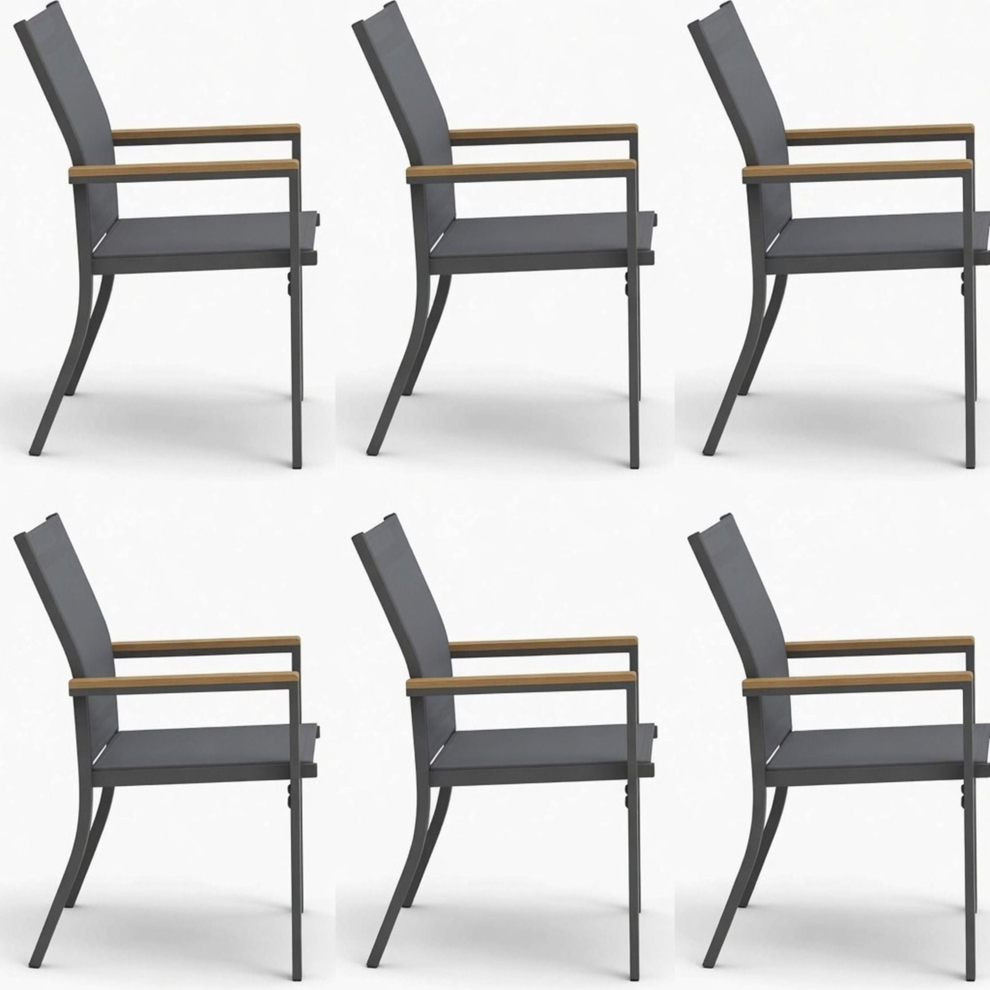 Outdoor Patio Chairs, Ergonomic (Set of 6) - Gray