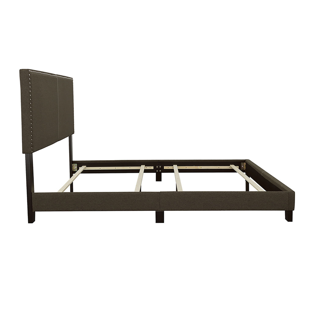 Queen Bed With Nailhead Trim - Charcoal