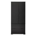 Fluted Kitchen Pantry Cabinet With 2 Large Drawers & 8 Door Spice Rack