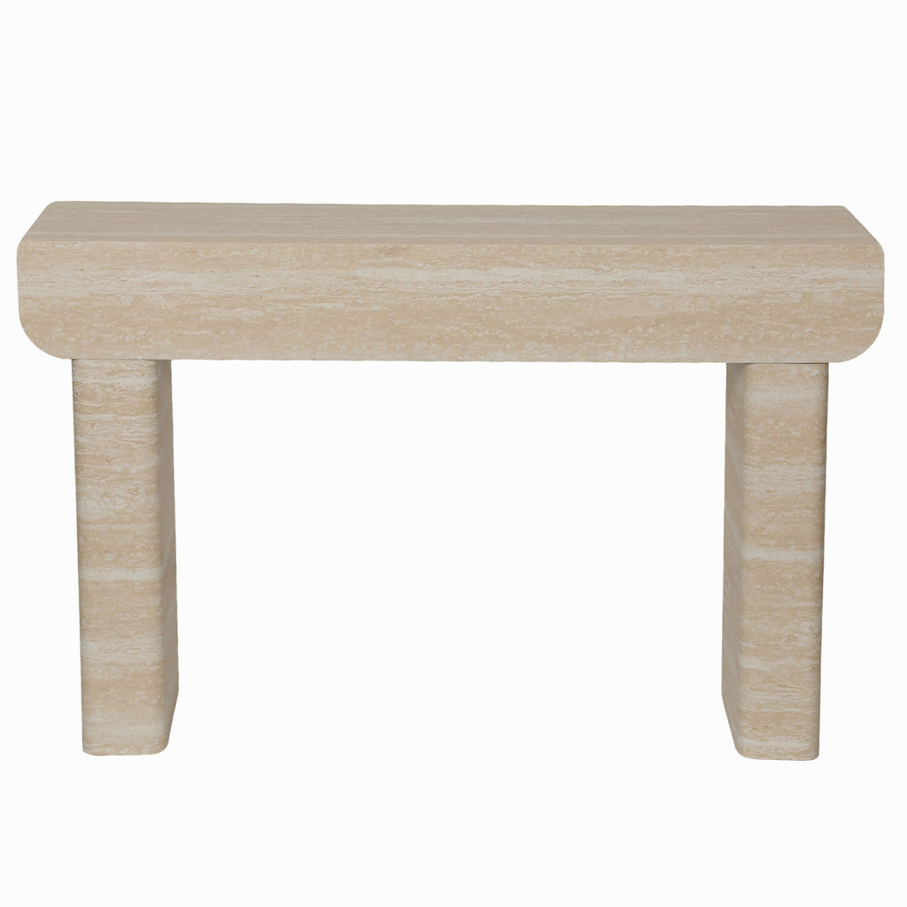 Entryway Table With 2 Hidden Handle Drawers For Entrance - Beige / Yellow