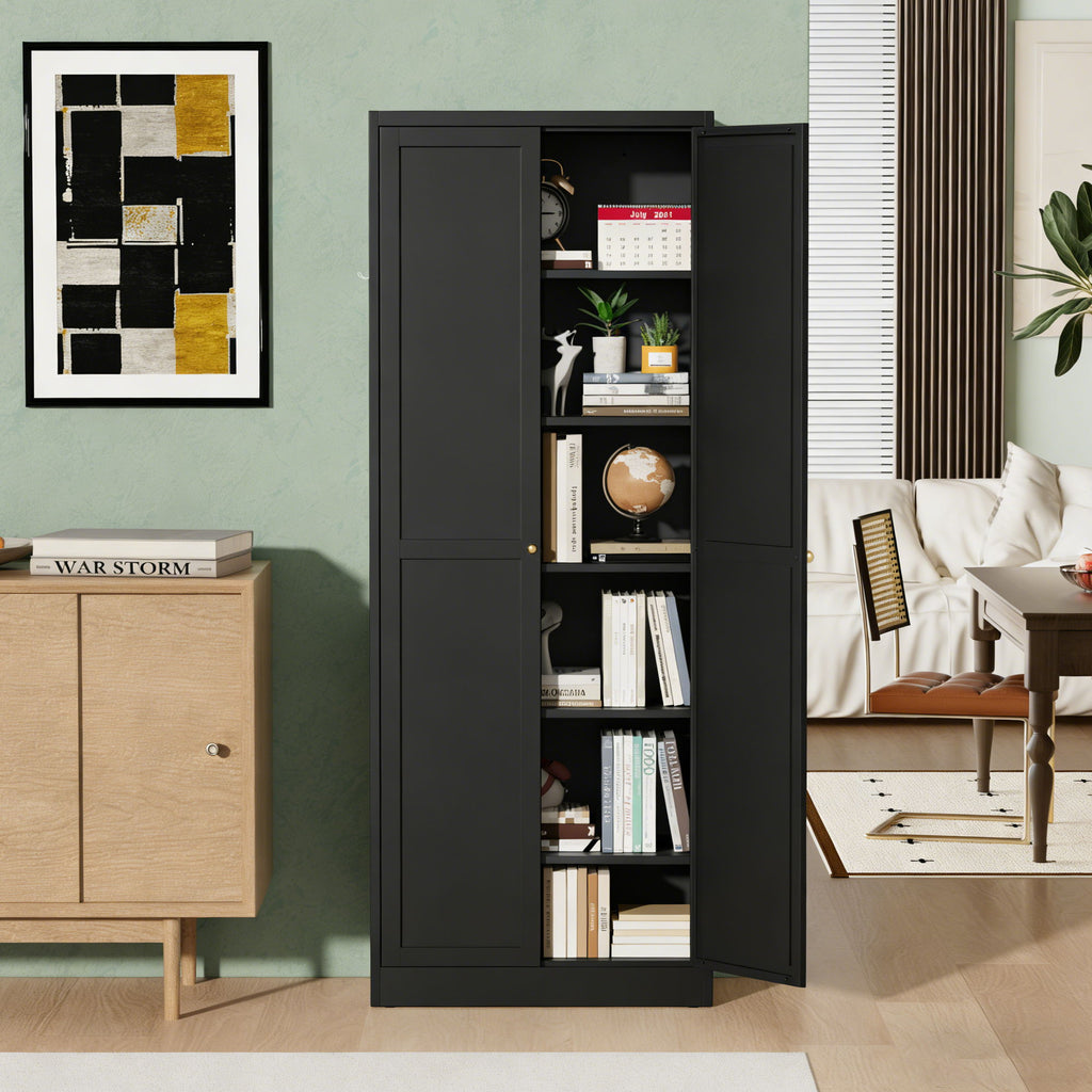 Kitchen Pantry Cabinet With 4 Adjustable Shelves, Heavy Duty Freestanding Organizer