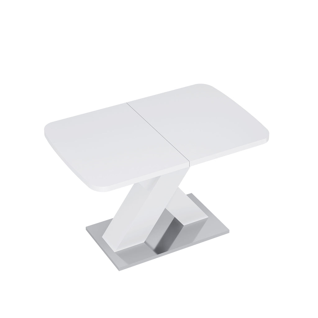 Rectangle Dining Table, Stretchable, X Shape Legs - White
