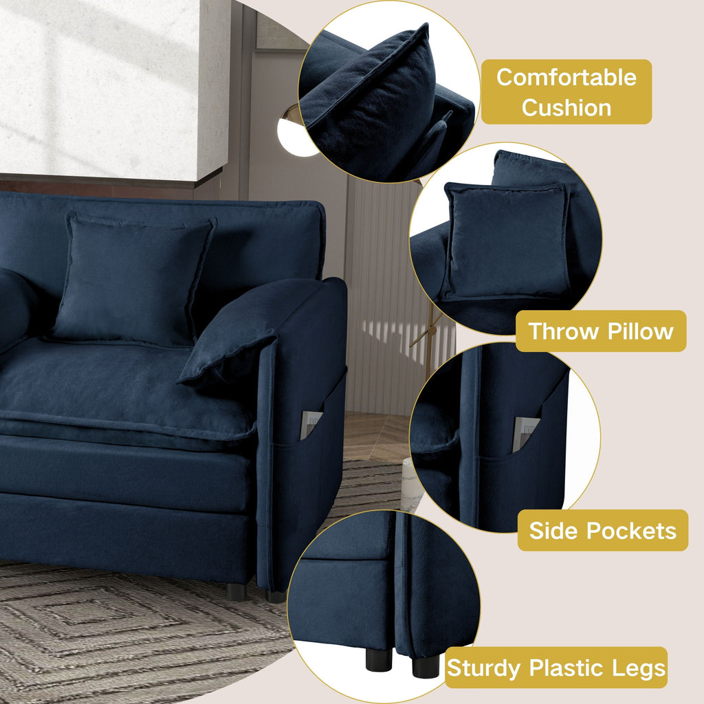 Modern Upholstered Loveseat And Armchair Set With Pillows