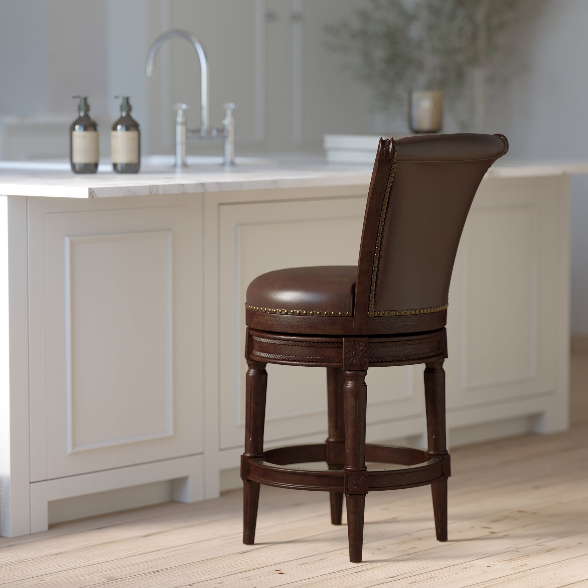 Swivel Barstool With High-Back