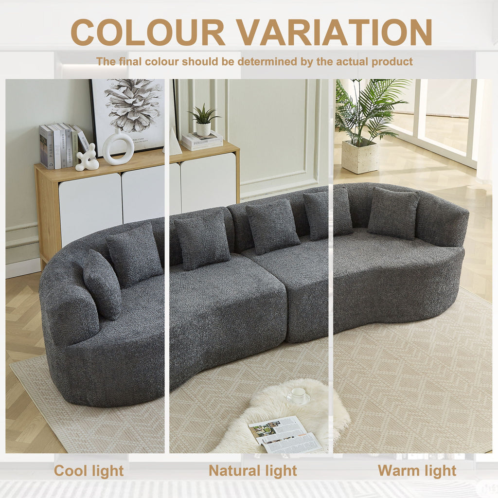 Curved Sectional Sofa With 6 Pillows