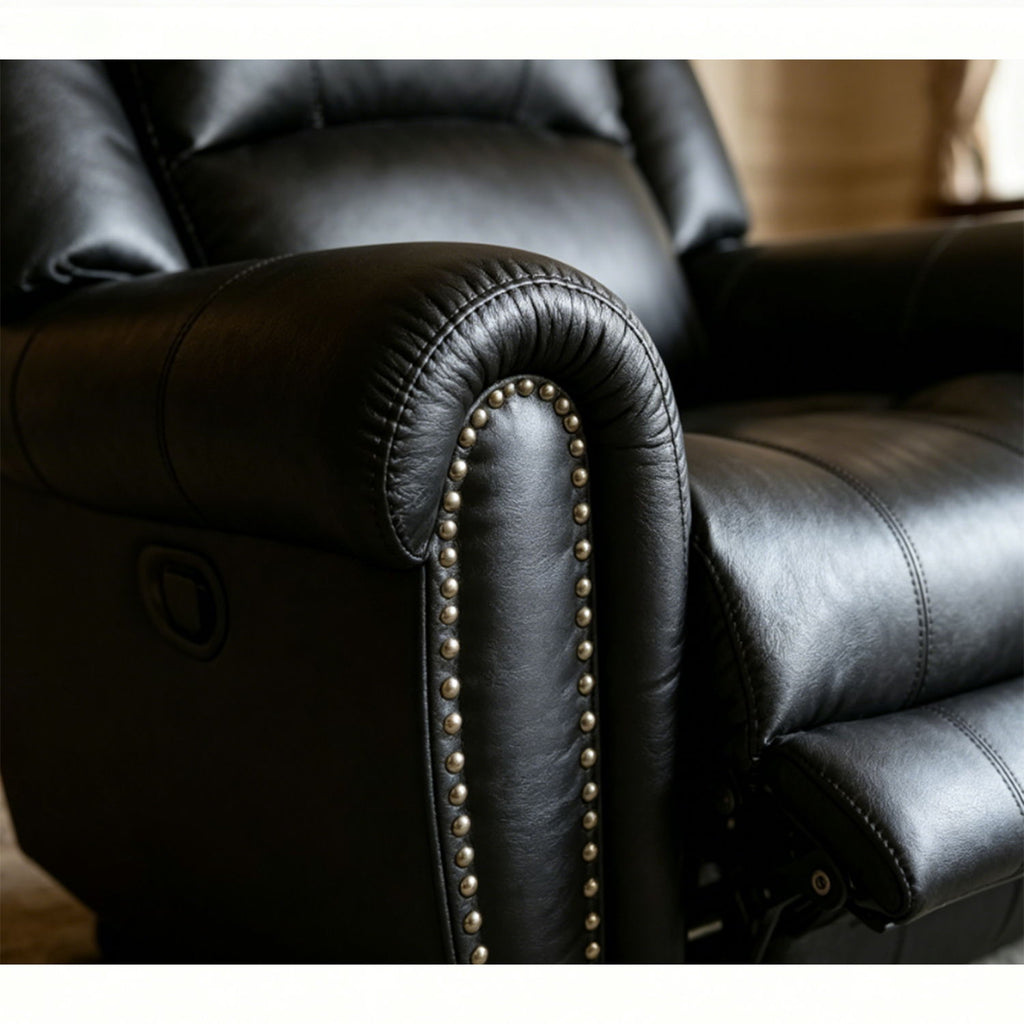 Electric Elderly Chair With 360° Swivel, Manual Button Control, Soft Plush Armchair For Living Room - Black