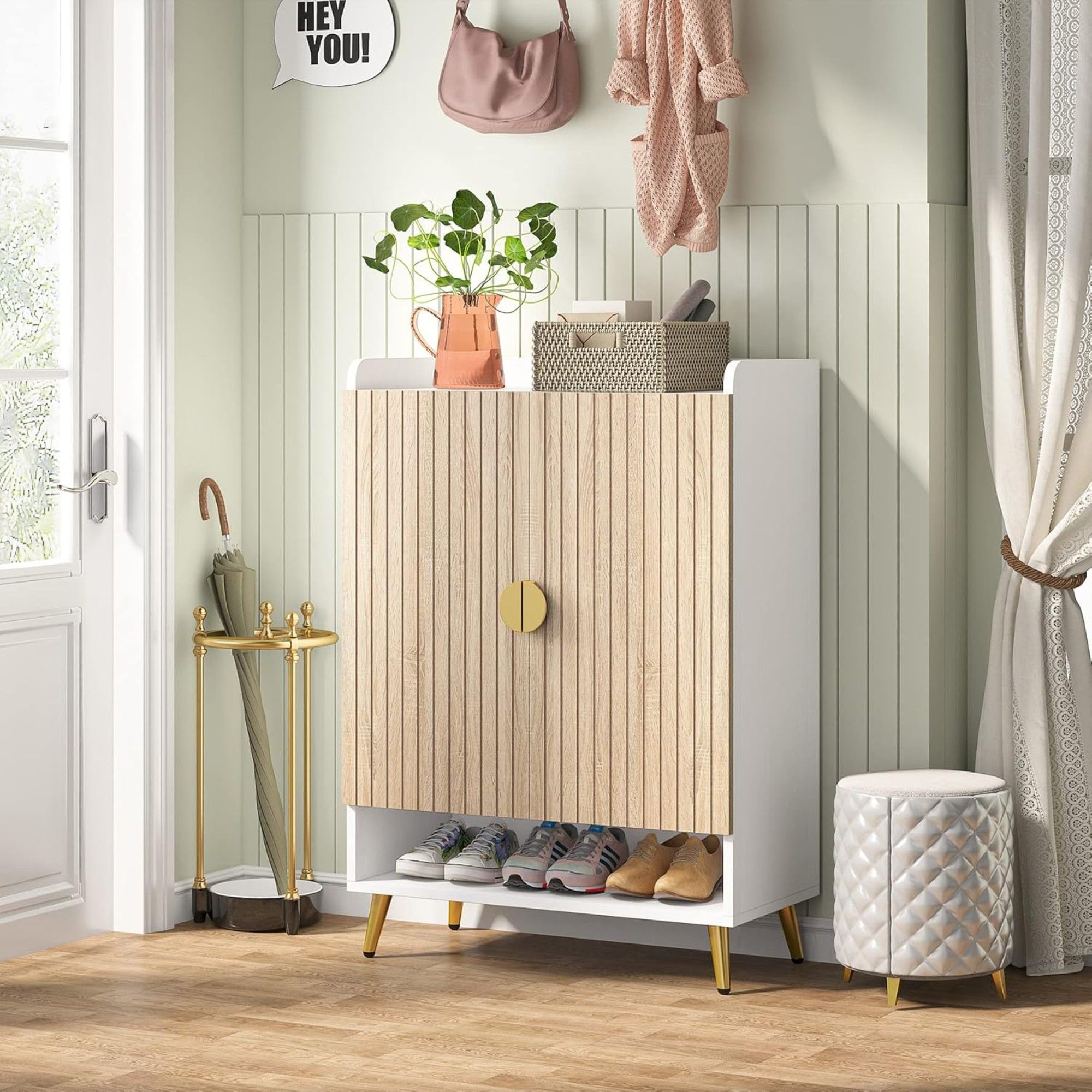 Shoe Cabinet With Doors, 7 Tier Storage Organizer