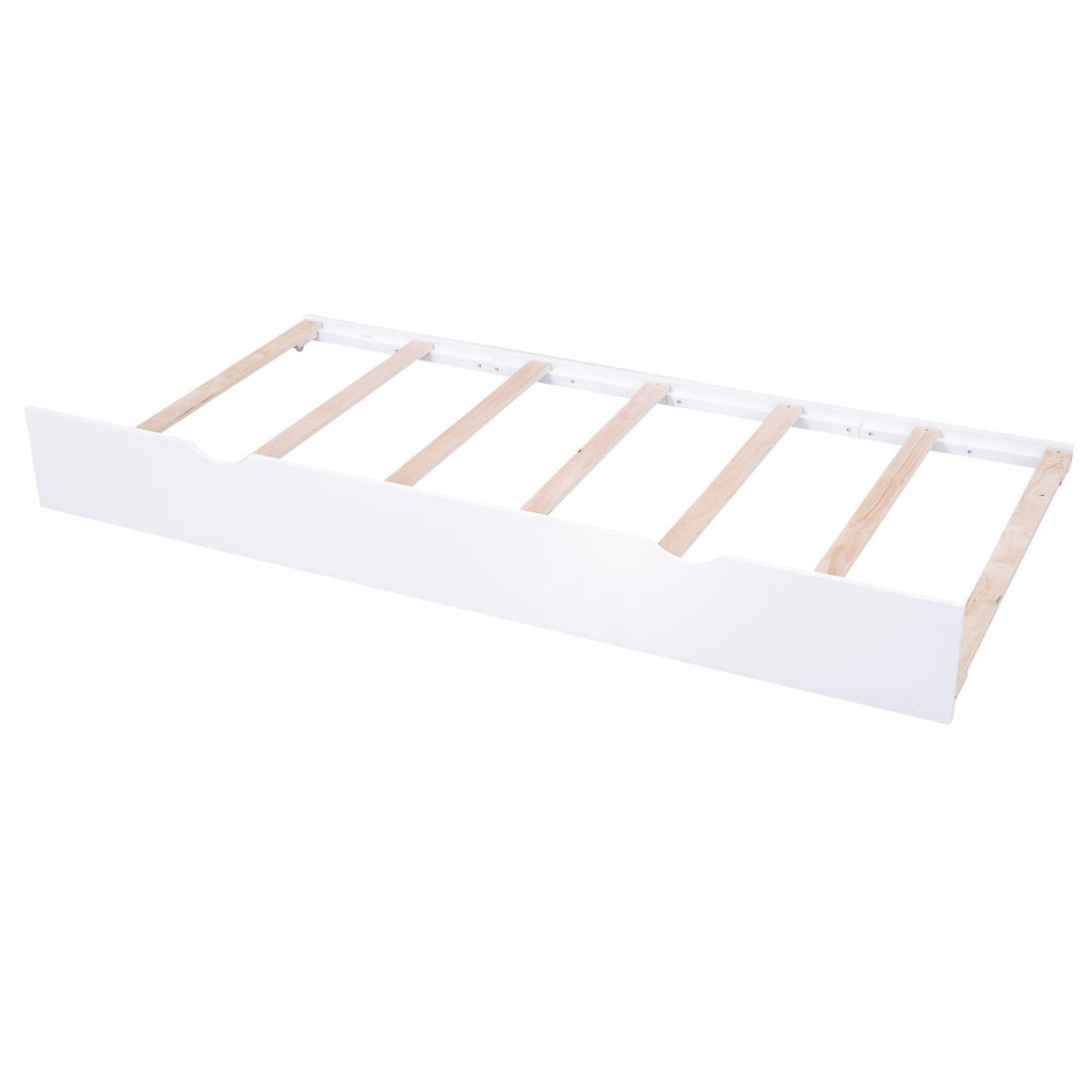 Storage Platform Bed With Pull Out Shelves And Trundle