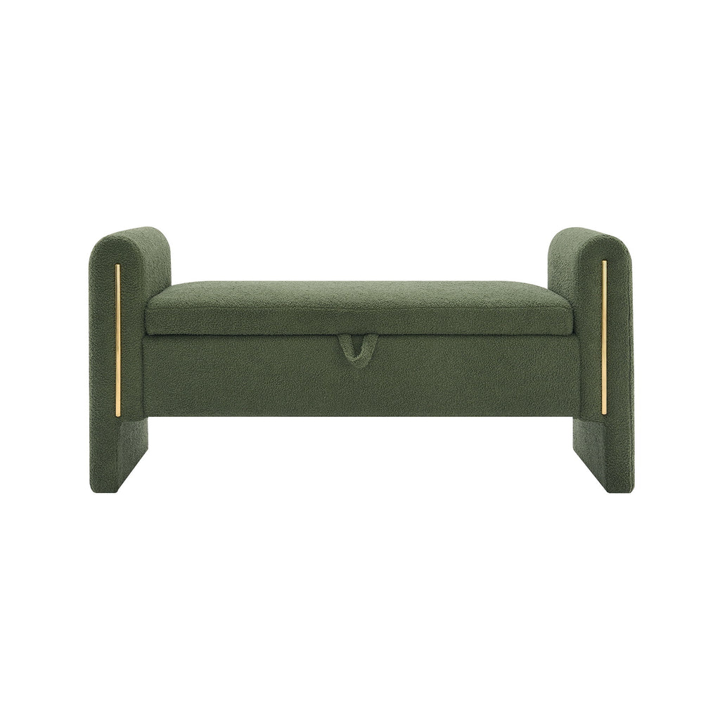 Modern Teddy Upholstered Large Bed End Bench With Arms And Storage