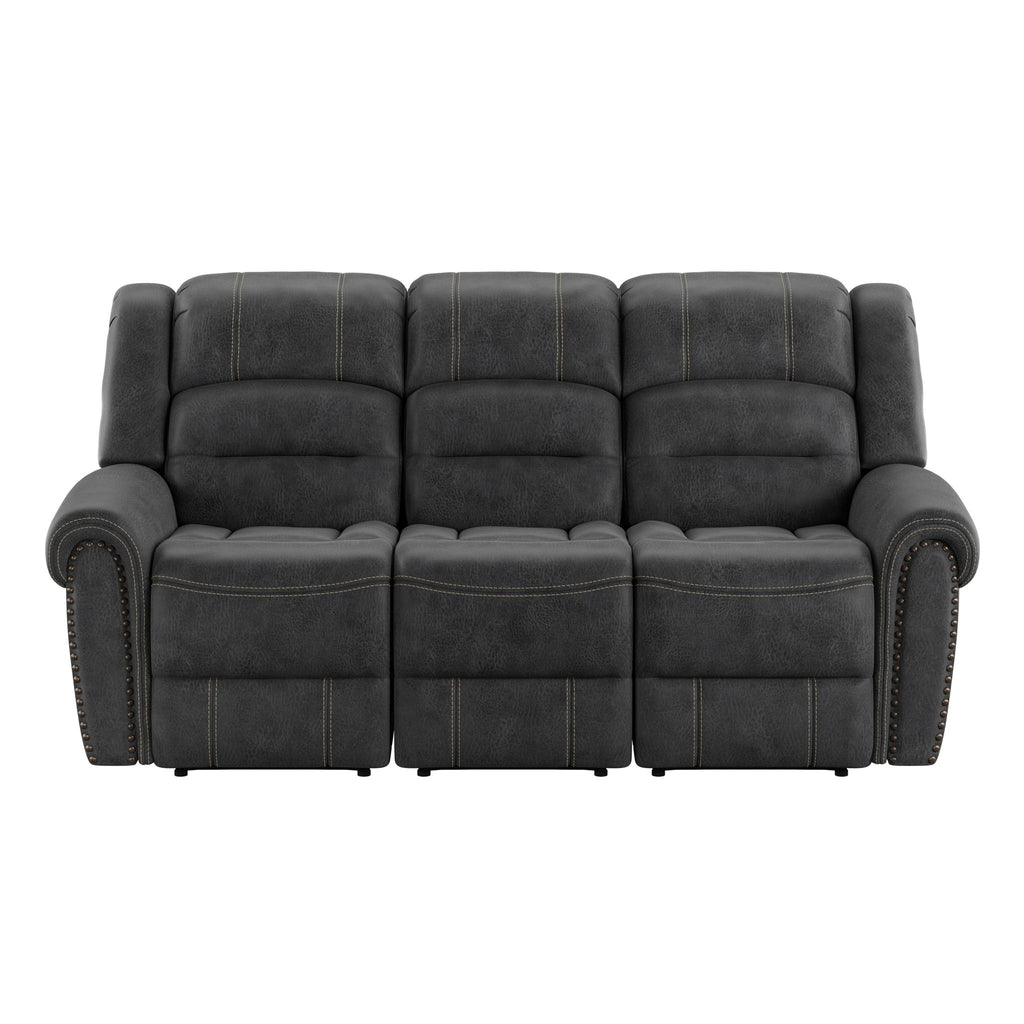 Reclining Sofa - Gray - Faux Leather