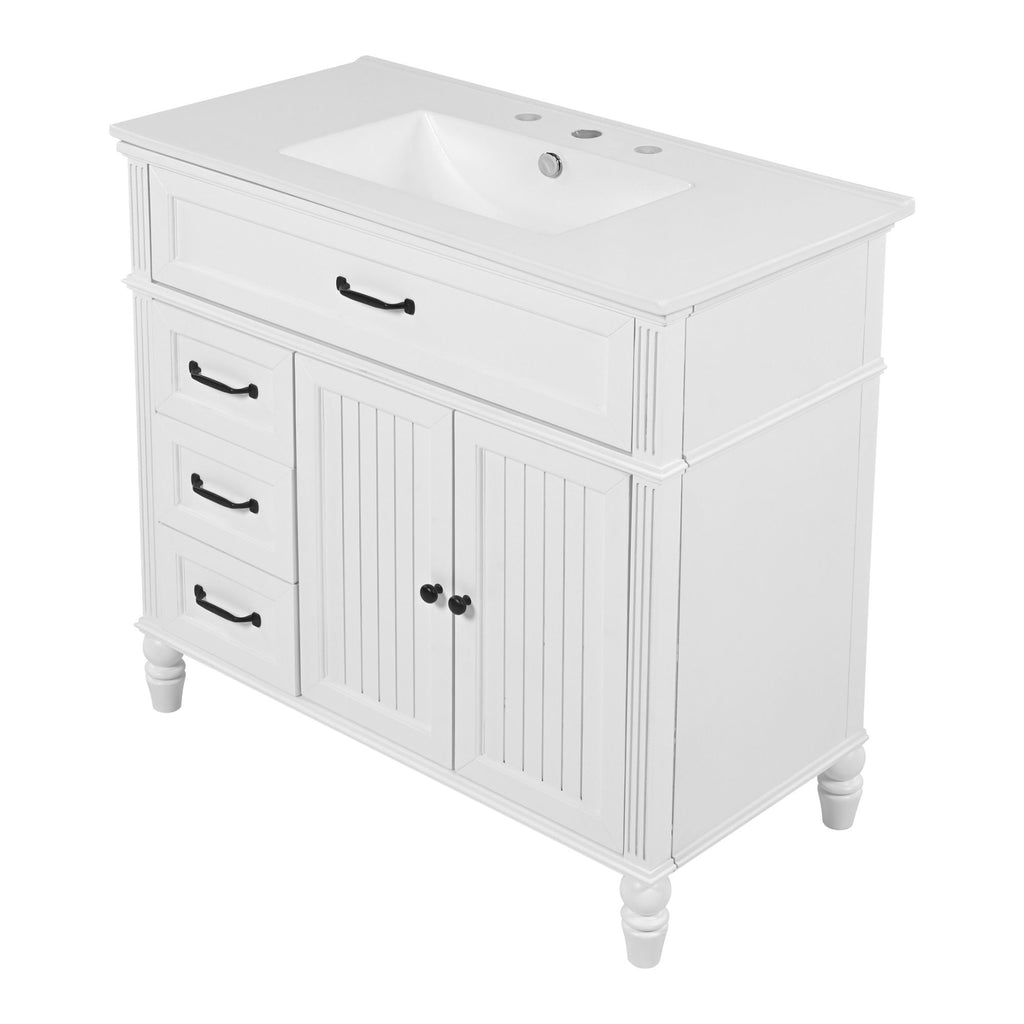 Bathroom Vanity With Sink, 2 Doors 2 Drawers, Freestanding Design