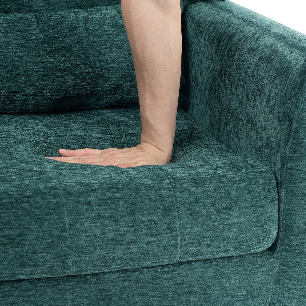 Modern Accent Chair, Arm Chairs For Living Room, Upholstered Mordern Armchair, Comfy Soft Padded Lounge Chair In Small Space, Bedroom, With Pillow, Solid Wood Leg