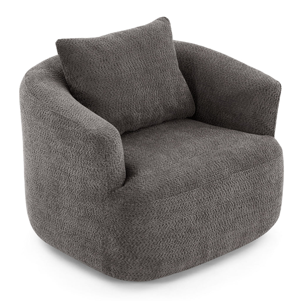 360° Swivel Barrel Sofa Chair With Throw Pillow, Upholstered Accent Chair