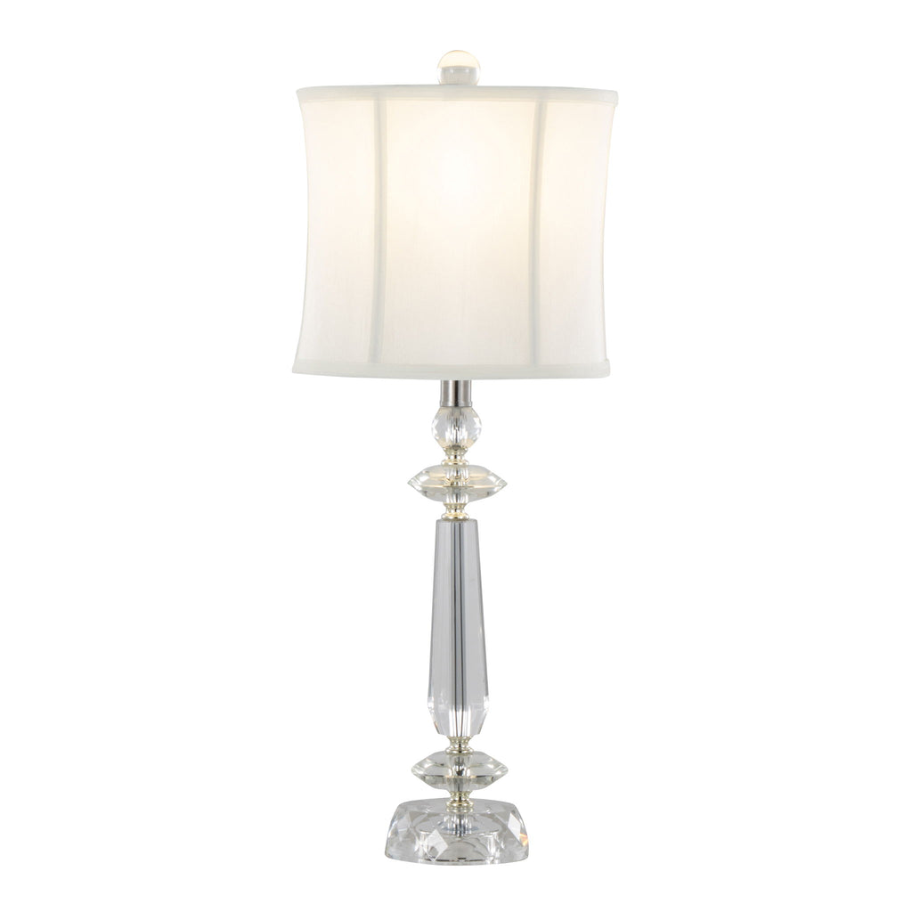 Karat - Contemporary Crystal Table Lamp (Set of 2) - Clear Crystal / Chrome / White Softback