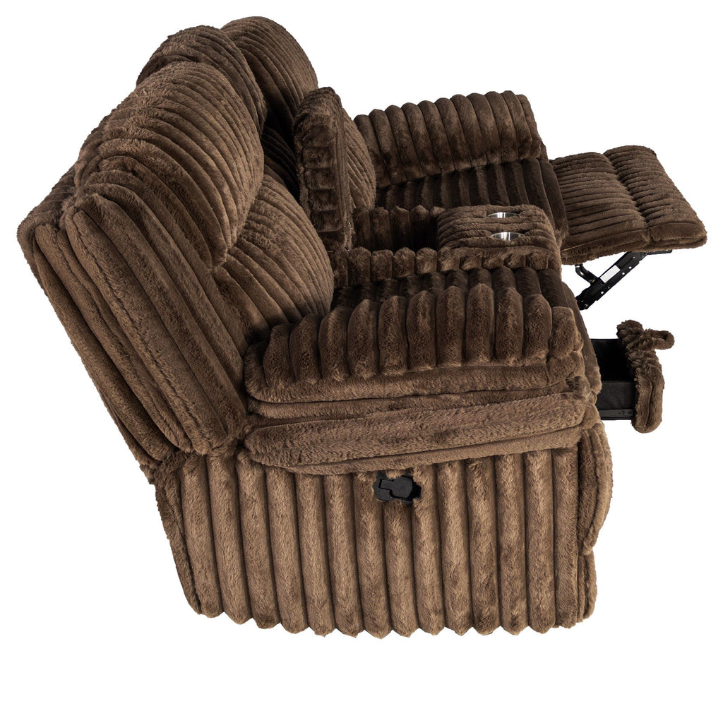 Contemporary Motion Loveseat With Console Storage