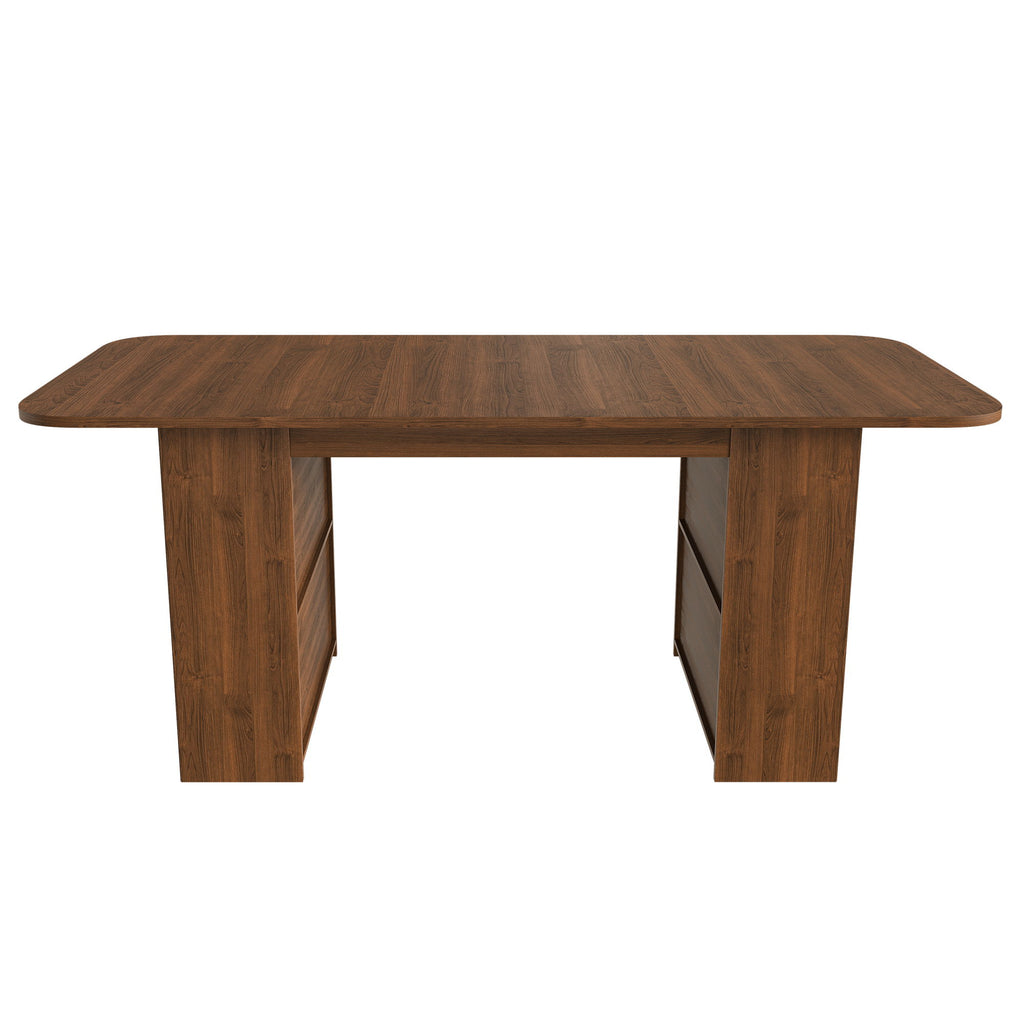 Dining Table With Drawers & Open Storage - Walnut