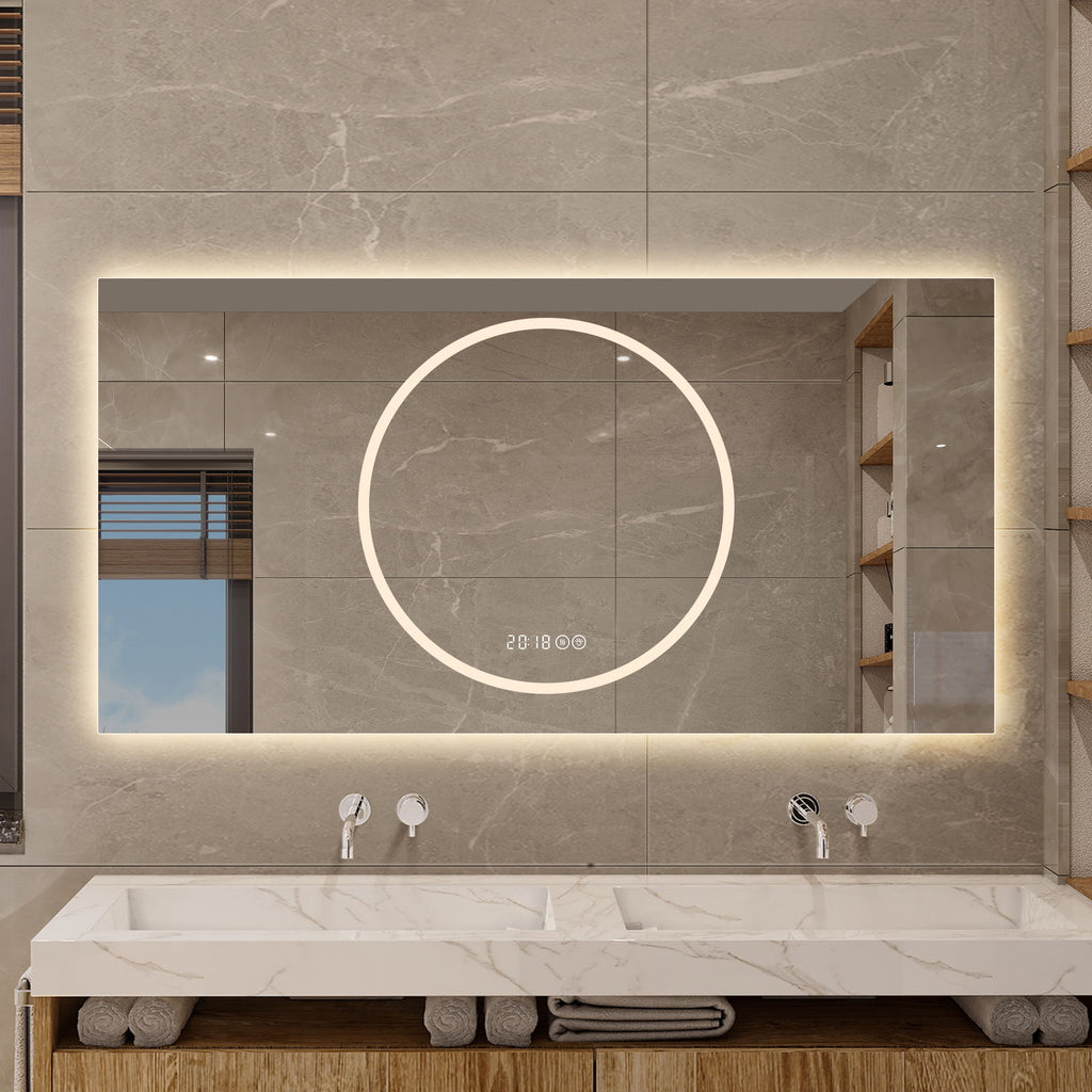LED Vanity Mirror With Anti Fog & Dimmable Lights, Wall-Mounted - Antique Silver
