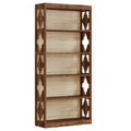 Rhombus Open Bookcase, 6 Tier Storage Shelves For Apartment - Brown